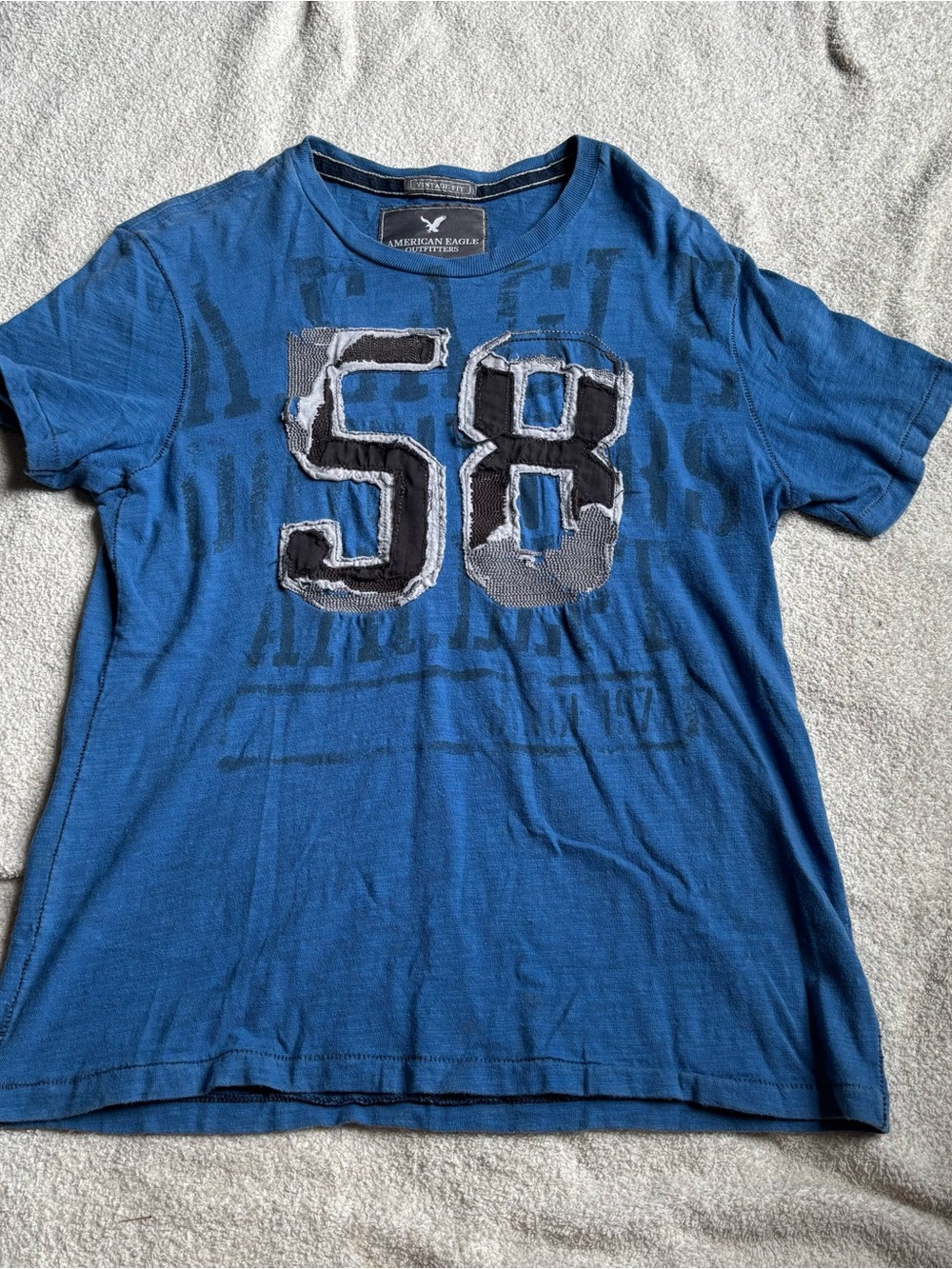American Eagle Outfitters Blue Short-Sleeve '58' Graphic Tee